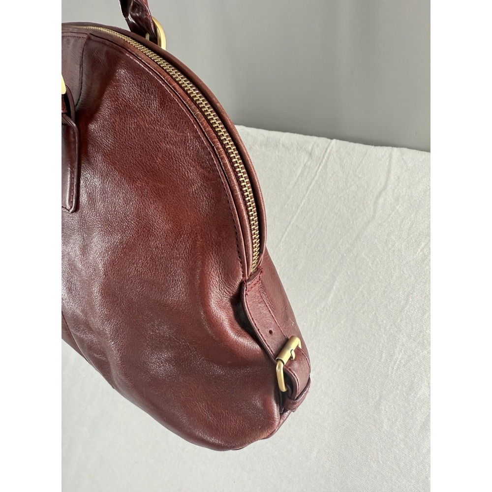 Latico Leathers Burgundy Leather Dome Shoulder Bag Gold Hardware Satchel Red - Picture 6 of 12